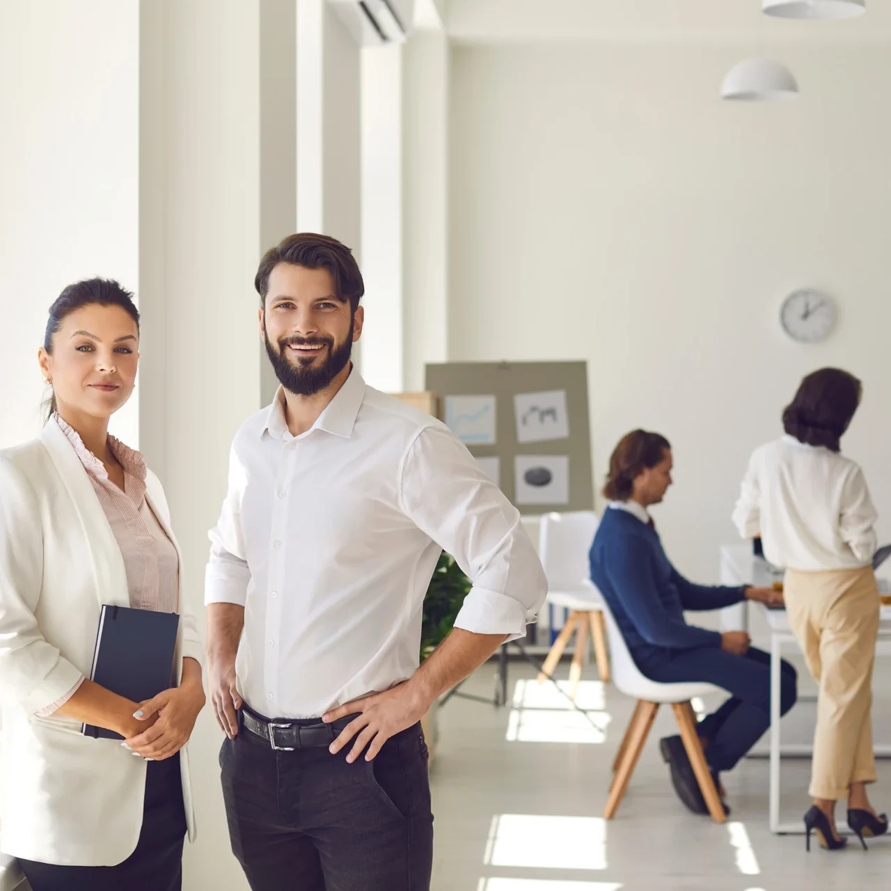 Coworkers in a shared office.
